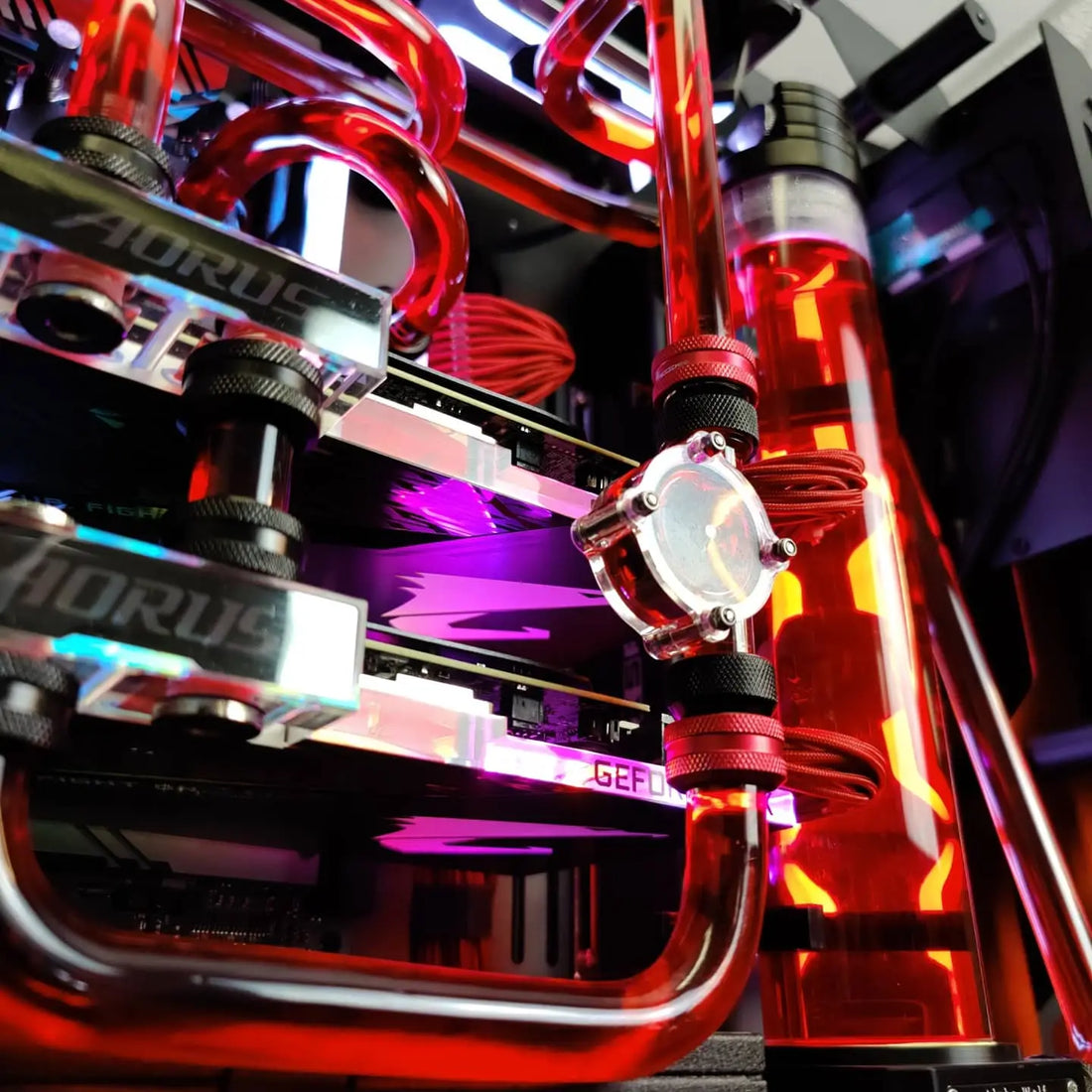 Custom-built gaming PC with liquid cooling for high FPS gaming