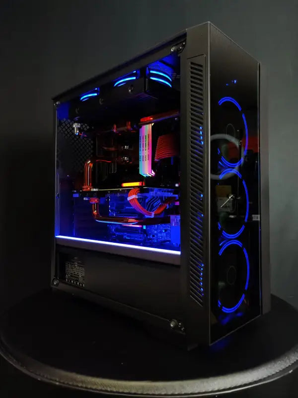 Illuminated Alpha PC Liquid Cooled Gaming PC with Purple LED Lighting for custom liquid cooling