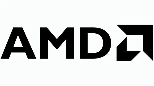 Black amd logo with bold sans-serif lettering and a stylized arrow symbol.