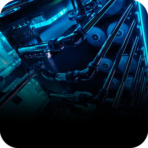 Close‑up of copper tubing in a Toronto custom PC by Alpha PC, showcasing heat‑conductive, durable tubing available in various colors for reliable performance.