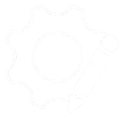 Alpha PC, Custom design icon (gear and pencil) for Toronto custom PC builder Alpha PC, highlighting personalized casing and RGB lighting.