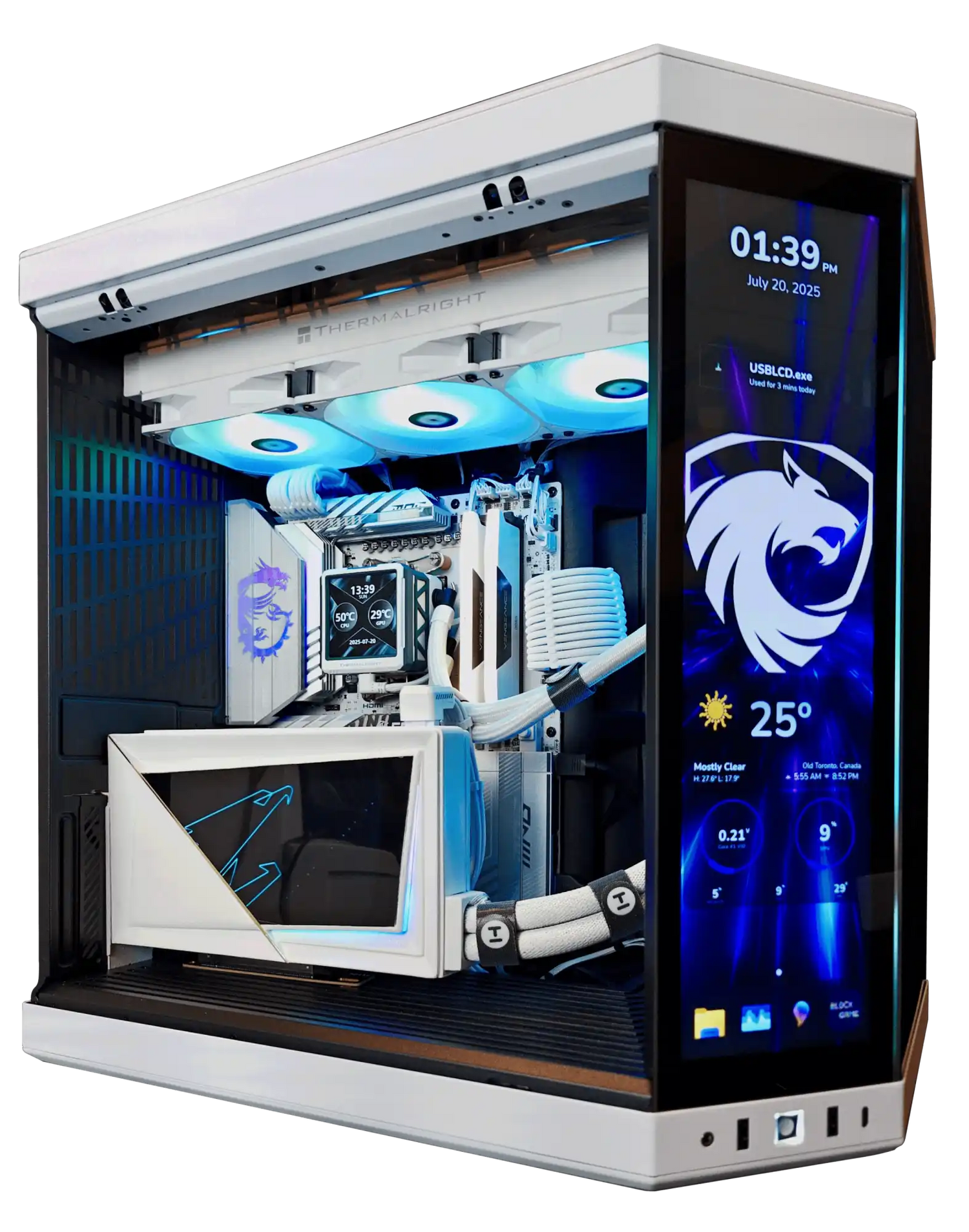 Ice Polar custom PC: a high‑performance, liquid‑cooled workstation with built‑in touchscreen display, handcrafted by Alpha PC—the #1 Custom PC Builder in Toronto.