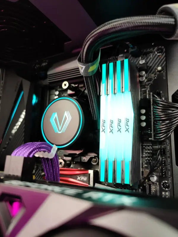 Illuminated computer components in Werewolf Gaming Tower with RTX 3060 and 32GB RAM