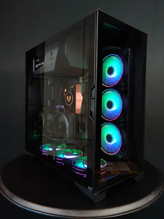 Gaming computer with RGB fans in Illuminated Werewolf Gaming Tower RTX 3060 and Ryzen 7