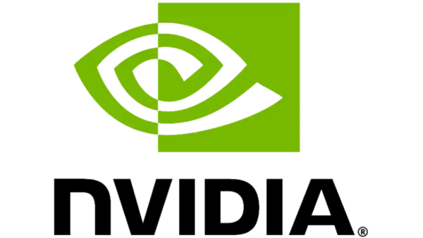 Green stylized eye logo with black and white pixelated details, set against a solid black background.