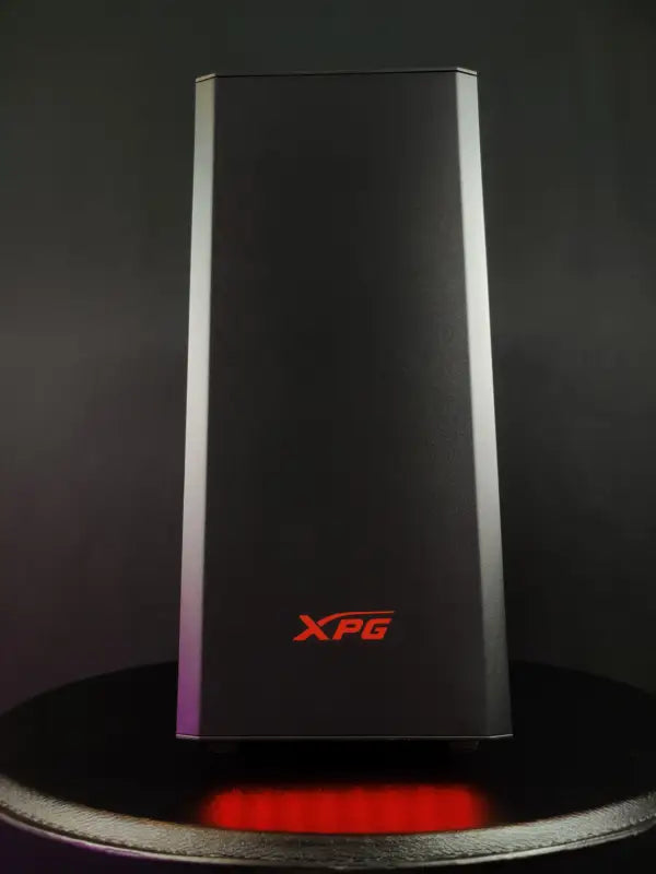 Black and silver XPG Phoenix Gaming PC Tower with red lights and 16GB RAM